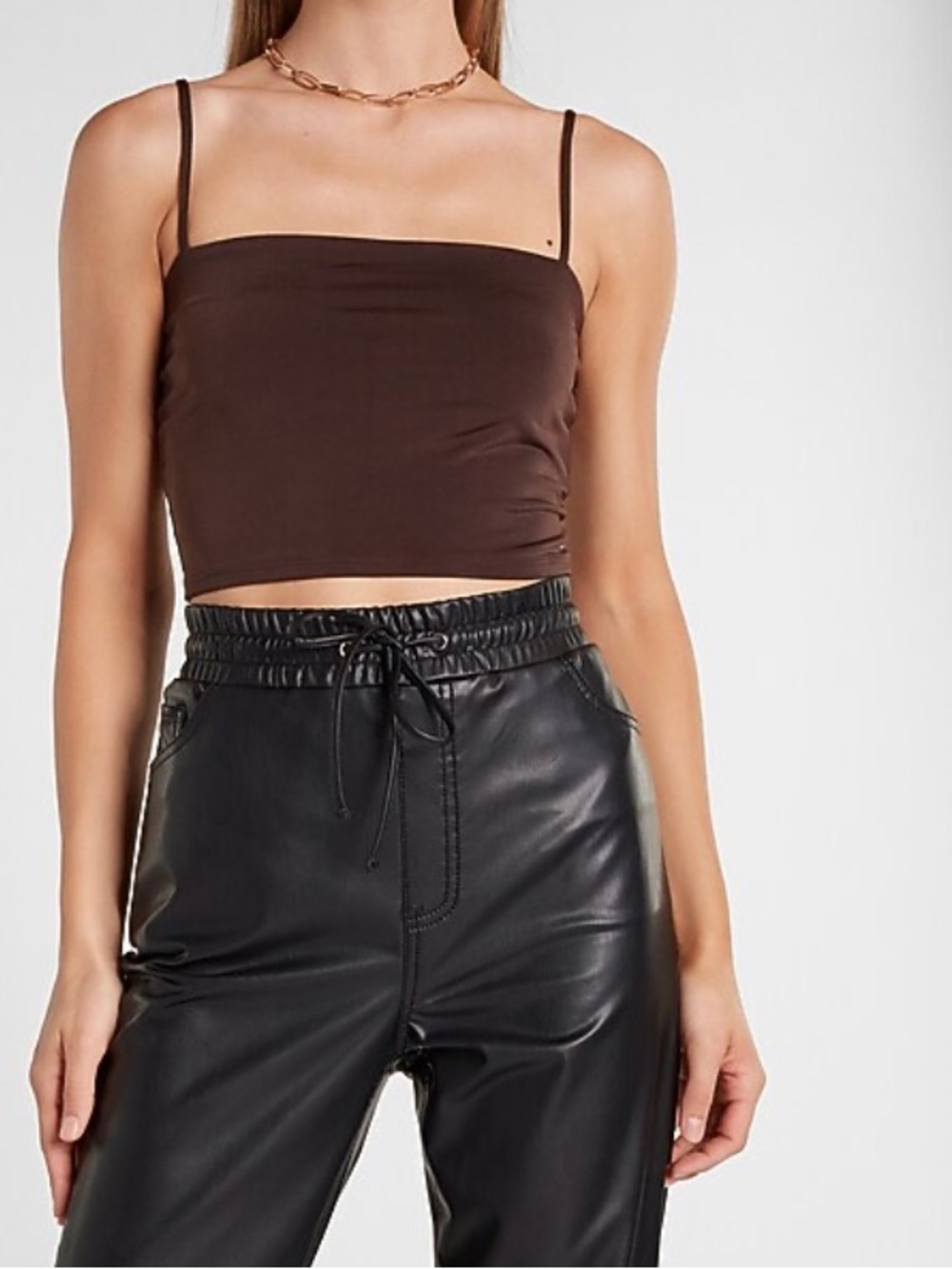 Express Body Contour Silky Square-Neck Cropped Cami